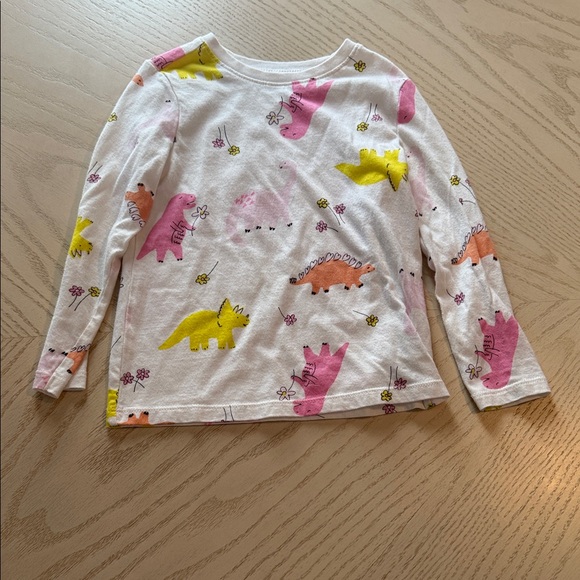 Old Navy Other - Old Navy White Long-Sleeve Tee with Pink, Yellow, Orange Dinosaur Print 💜